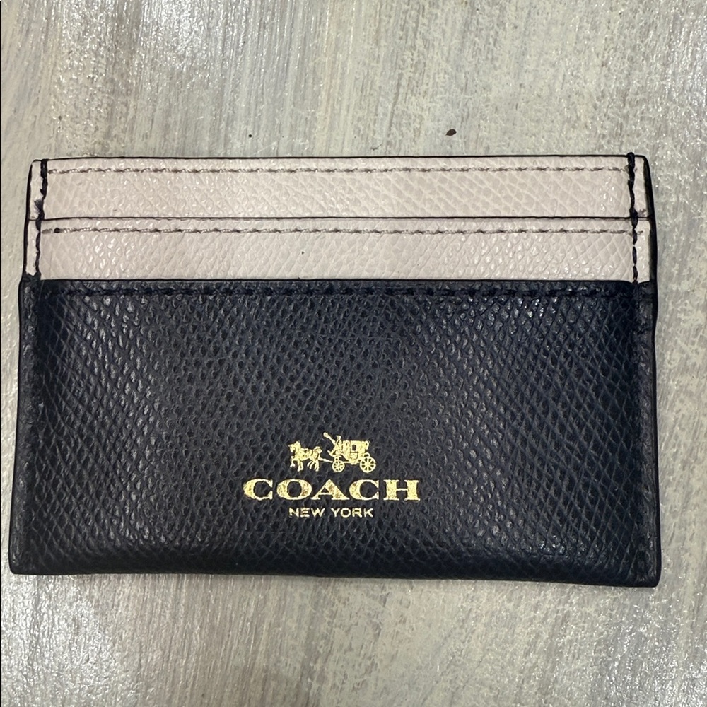 Coach Navy and Cream Leather Card Holder